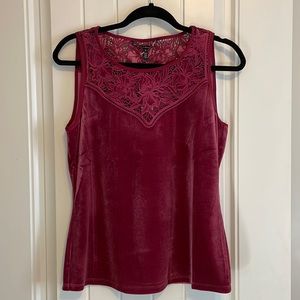 WHBM velvet tank with embroidered yoke S